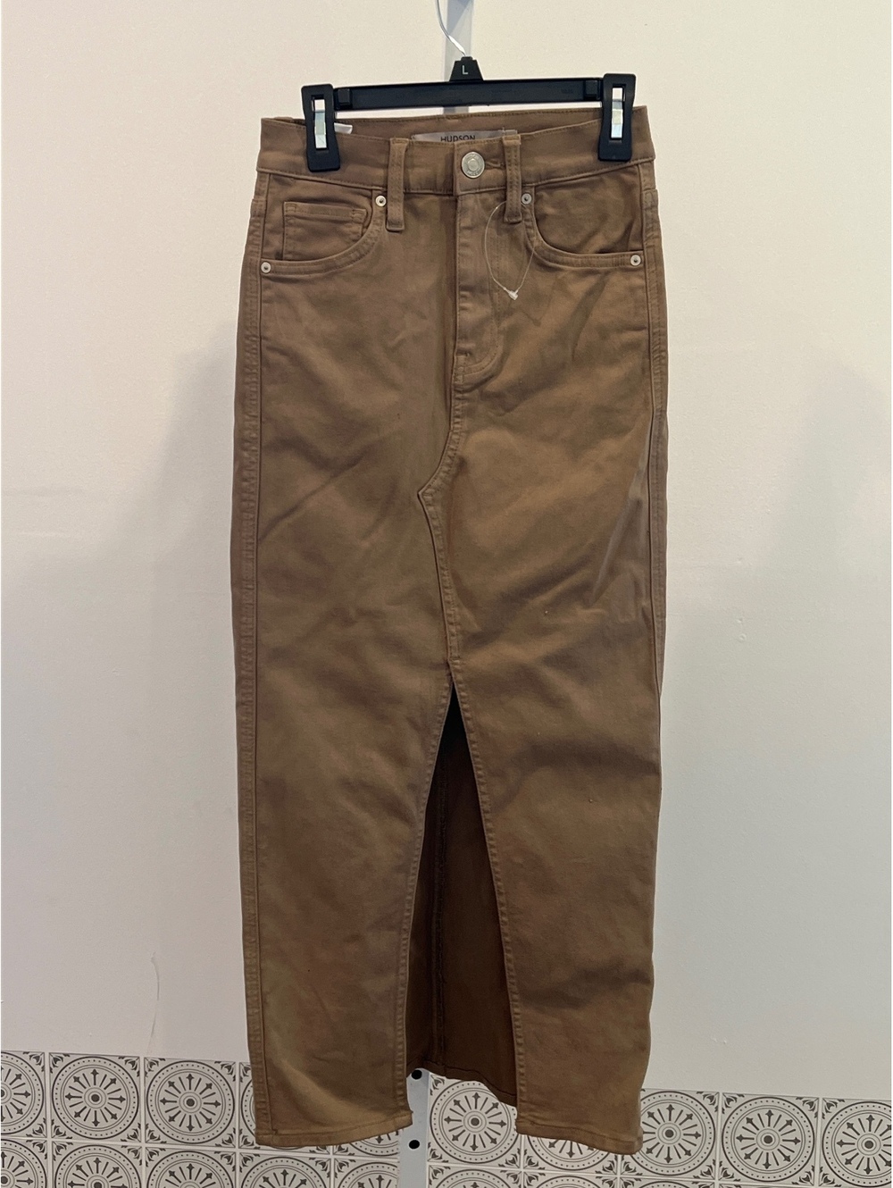 Hudson Reconstructed Skirt in Coated Hot Latte